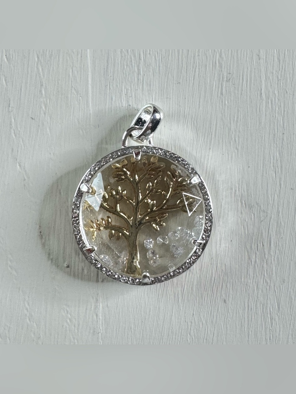 Family is Everything Two-Tone Floating Crystal Tree of Life Pendant